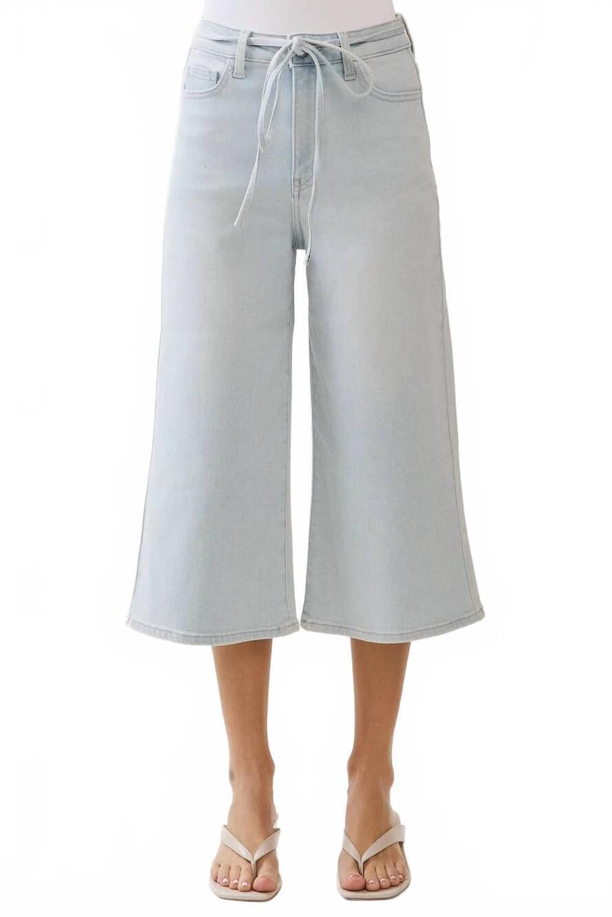 NEW LETTER TO JULIET gemma gaucho jeans with tie belt in light denim
